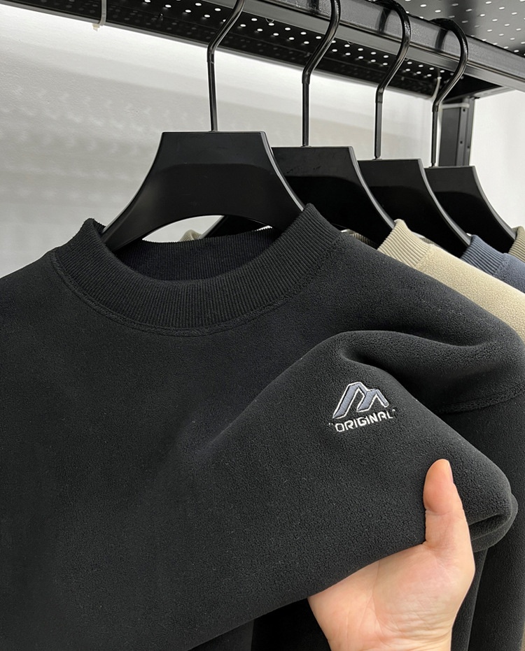 Felpa invernale da uomo con fodera in pile autoriscaldante, spessa, antifreddo, con scollo rotondo, [lana di alpaca] Bestseller_voghion.com