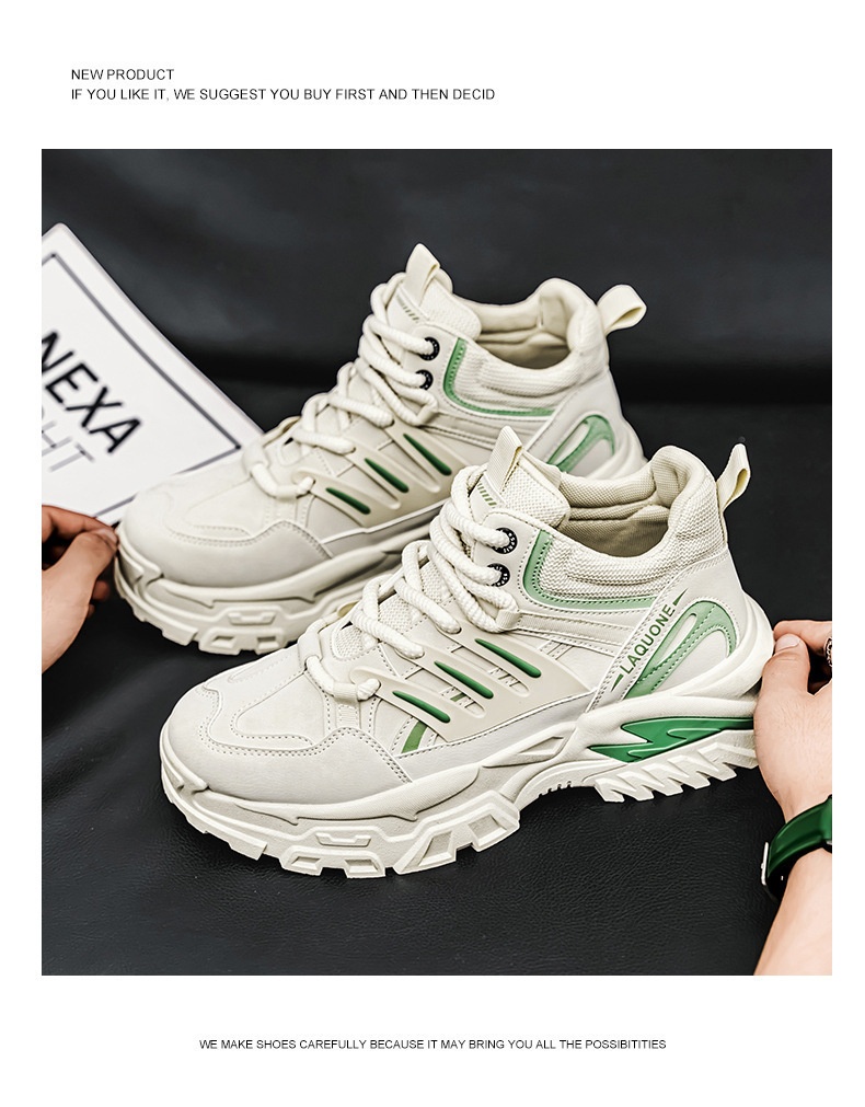 ShoeGlobe Autumn Waterproof Non-Slip Safety Shoes Men's High-Top Outdoor Hiking Sports Casual Thick-Soled Height-Increasing Martin_voghion.com