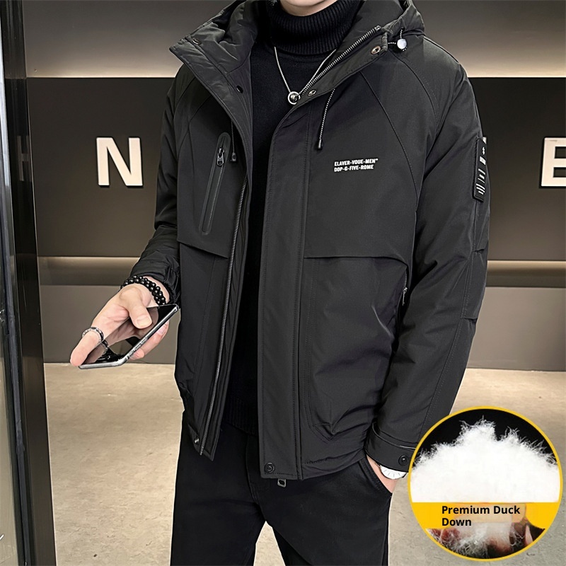 Winterdaunenjacke im gleichen Stil für Herren, trendige Marke, attraktive Kapuzenjacke, Arbeitskleidung, dicker, warmer Mantel_voghion.com