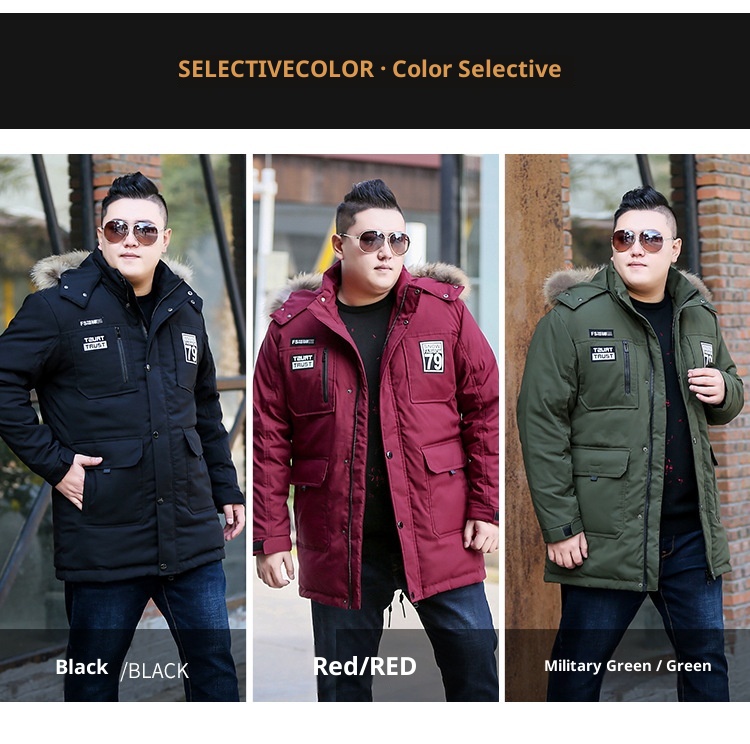 Daunenjacke in Übergröße für Jungen, mittellang, dick gefüttert, warm, Oversized-Wintermantel für Herren_voghion.com