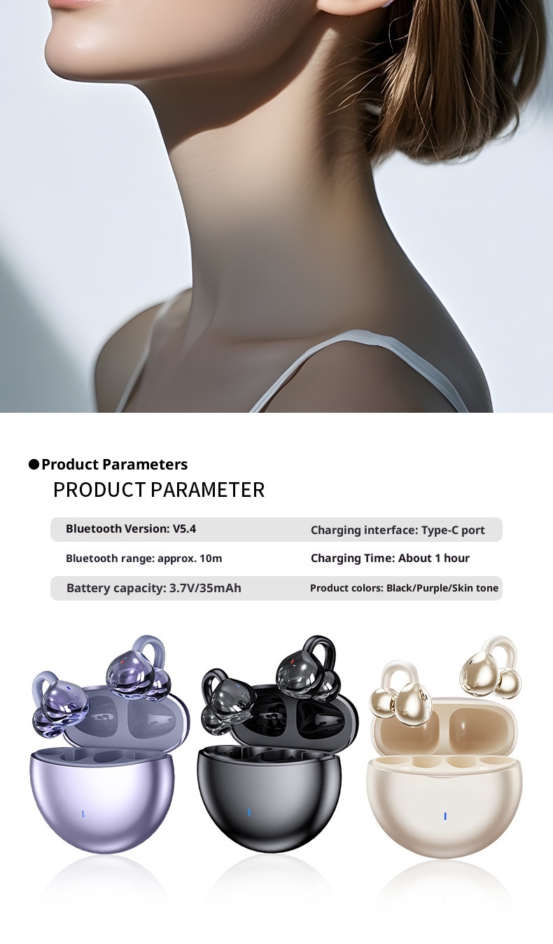 3c Cross-frontal New Cross Conduction Bone Conduction Bluetooth Clip Ear AI Intelligent Translation Wireless Long Battery Life Sports Noise_voghion.com