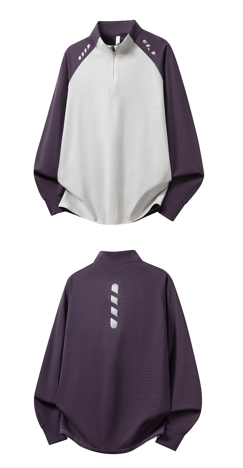 boy Boy Half-Zip Outdoor Sports Long Sleeve Quick-Dry Autumn Sun Protection Reflective Men's Running Fitness Basketball Shirt_voghion.com