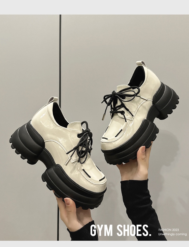 Mocassins femininos de estilo europeu, com salto oculto, sola grossa, modernos e versáteis, com cadarço, da coleção Primavera 2025._voghion.com