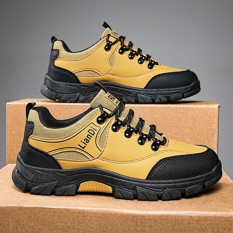 ShoeGlobe Safety 2024 Winter New Outdoor Hiking Non-Slip Trendy Men's Casual Thick-Soled Retro Work Shoes_voghion.com