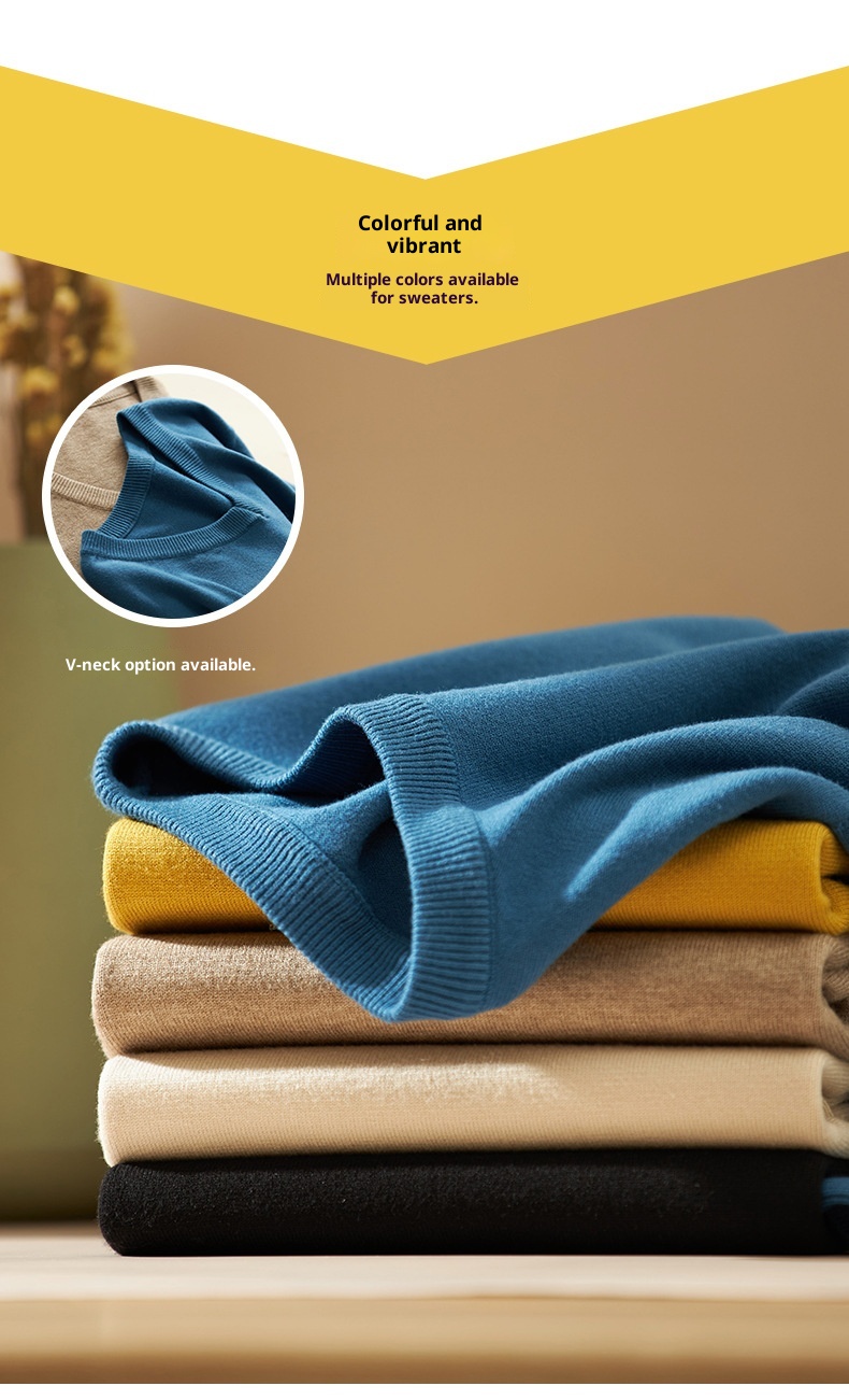 1 maglione girocollo da uomo autunno inverno con scollo a V, ampio, taglie forti, manica lunga, maglia, intimo_voghion.com