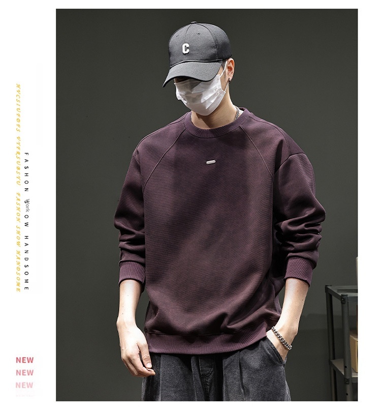Maglietta a maniche lunghe alla moda in stile americano per uomo, 2025, nuova felpa da uomo di alta qualità, strato di base largo per giovani, per primavera e autunno_voghion.com