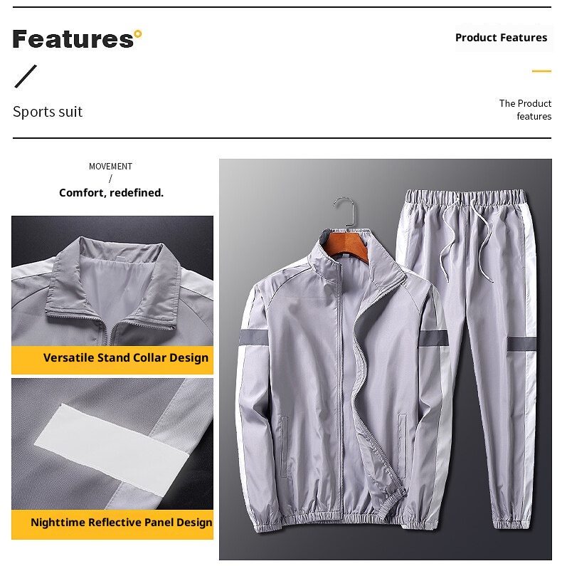 001 2022 Spring And Autumn Casual Sports Suit Korean Version Trendy Handsome Long Sleeve Jacket Men's Two-piece Set_voghion.com