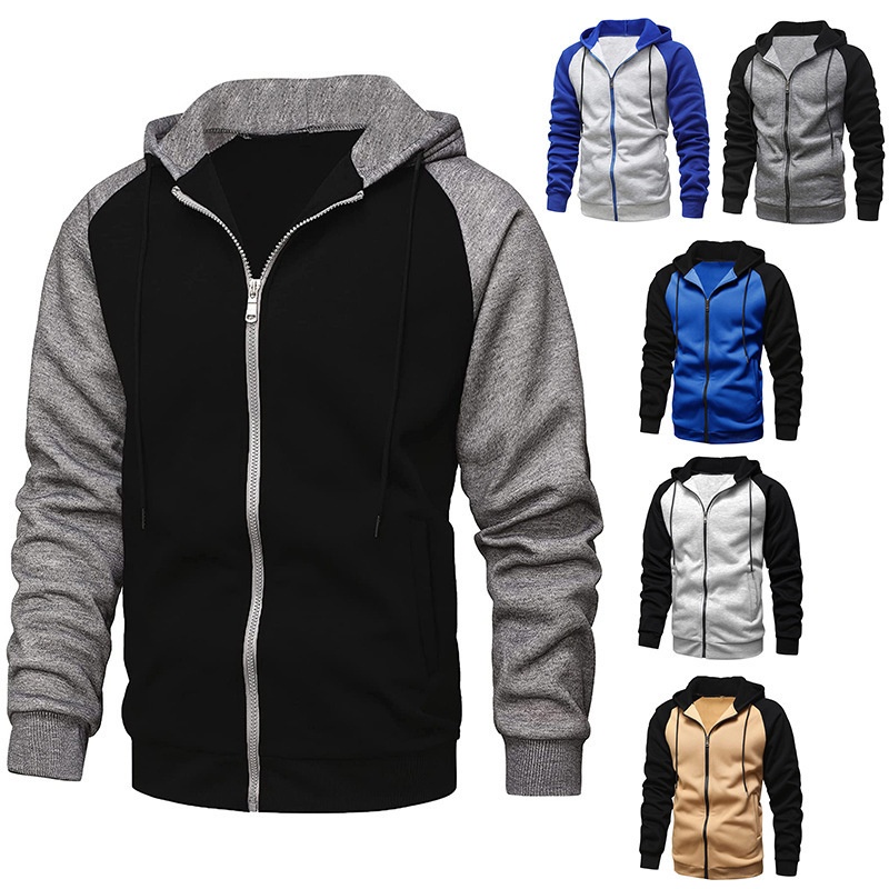 001 Cross-Border New Men's Jacket Autumn Winter European And American Color Block Fashion Raglan Sleeve Casual Sweatshirt_voghion.com