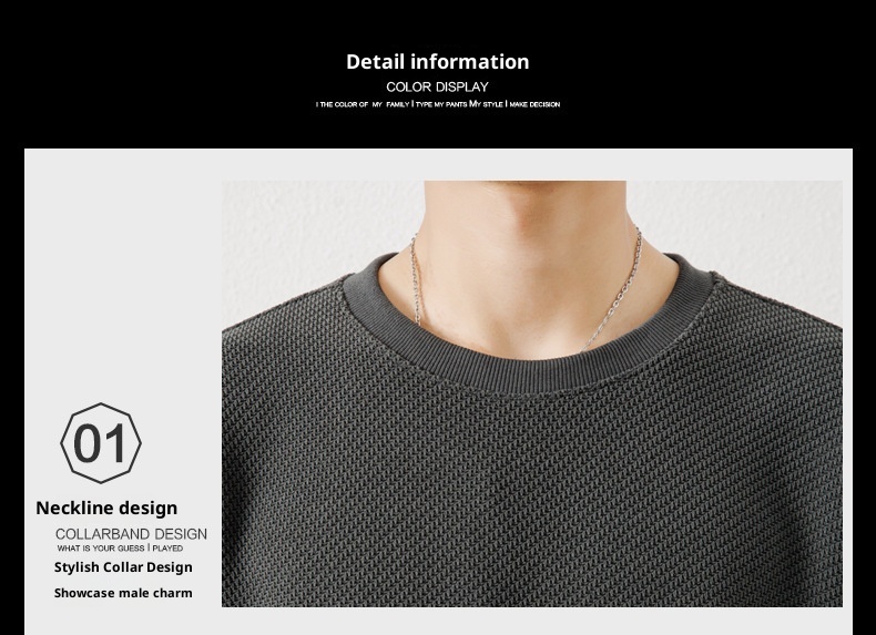 boy Autumn Winter New Thickened Crew Neck Youth Waffle Men's Loose Pullover Long Sleeve Sweatshirt Wholesale_voghion.com