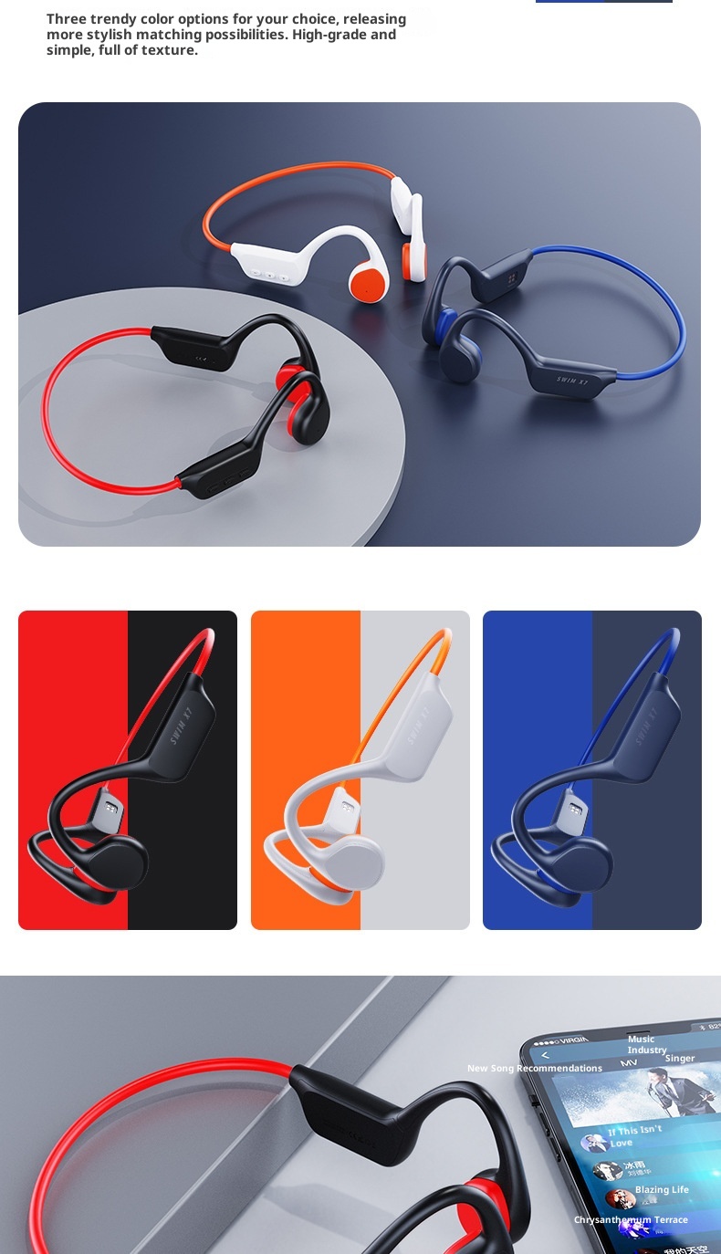 3c X7 Bone Conduction Wireless Non-In-Ear Sports Running Waterproof Over-Ear Bluetooth 5.3 Earphones_voghion.com