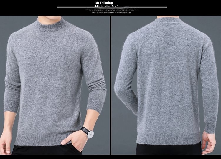 1 autentico maglione in pura lana ispessita per uomo, maglione a collo alto, strato di base per la mezza età, maglione da papà_voghion.com