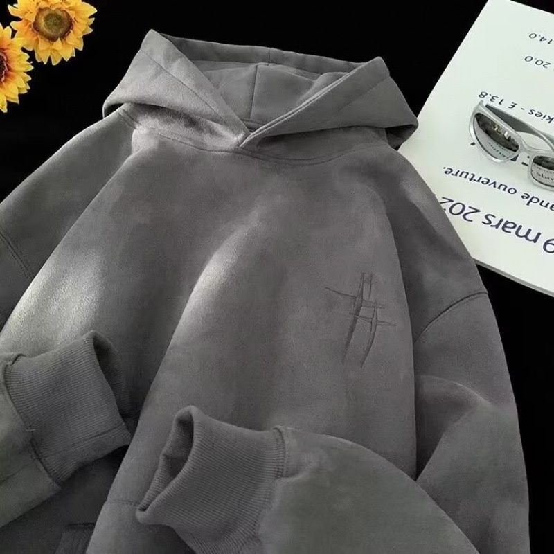 boy Heavyweight Suede Embroidered Sweatshirt For Men, Autumn American Trendy Brand Versatile Hoodie, High Street Lazy Style_voghion.com