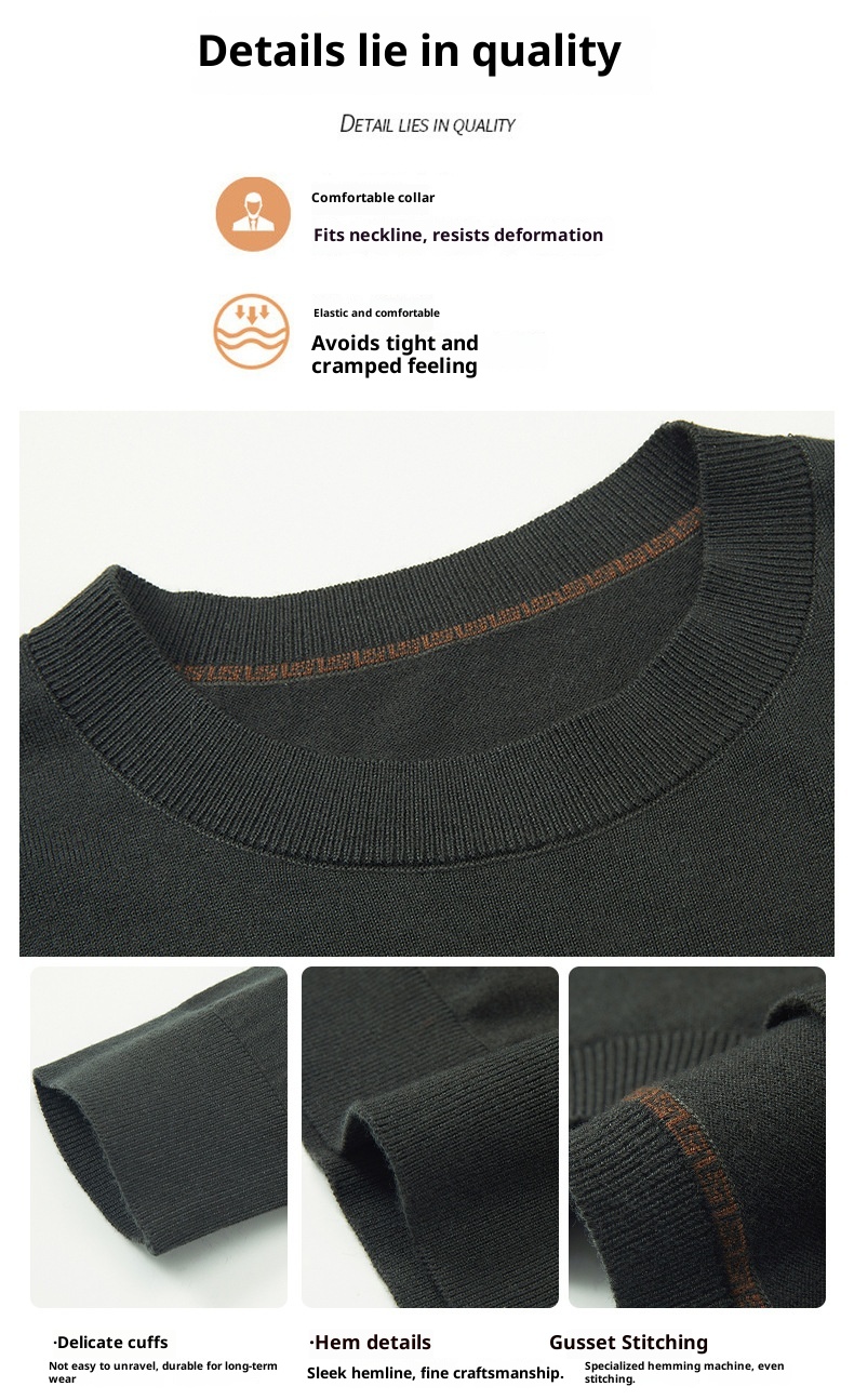 Herren-Langarmshirt aus Maulbeerseide-Wollmischung, bügelfrei, Rundhalsausschnitt, hautfreundlich und modisch_voghion.com