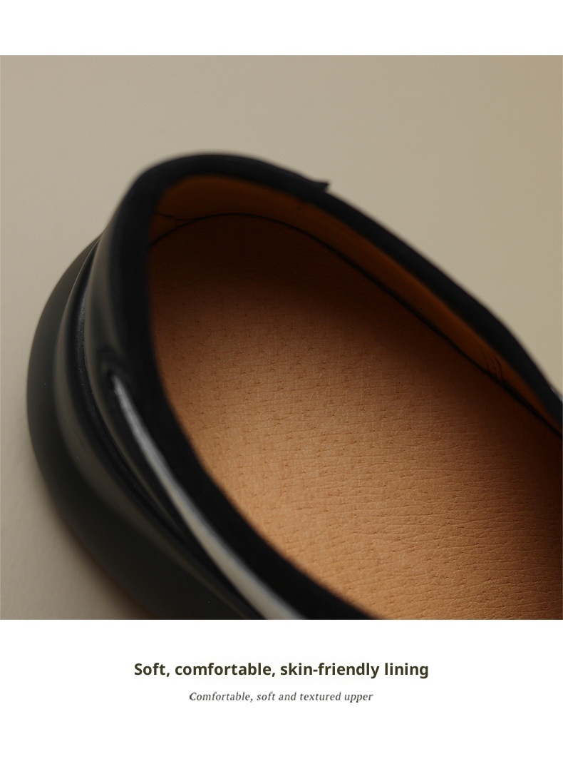 2024 Scarpe da donna in pelle con tacco alto singolo e punta tonda, mocassini con suola spessa e tacco grosso, stile britannico, primavera autunno_voghion.com