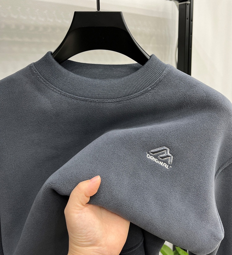 Felpa invernale da uomo con fodera in pile autoriscaldante, spessa, antifreddo, con scollo rotondo, [lana di alpaca] Bestseller_voghion.com