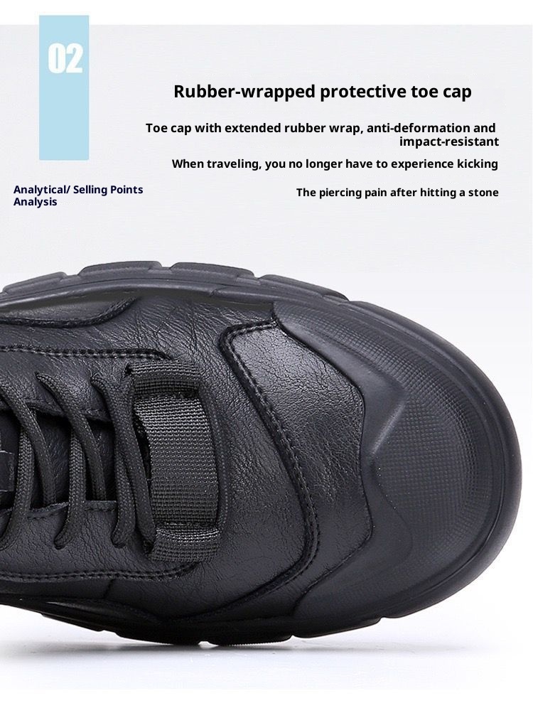 ShoeGlobe 2025 Spring New Men's Casual Men Genuine Leather Versatile Waterproof Non-Slip Outdoor Sports Work Hiking Shoes_voghion.com