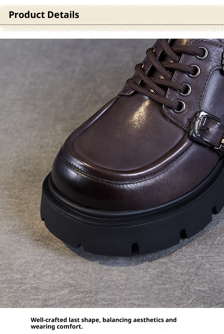 Mocassini JK con tacco alto, stile britannico, nuovi, con fibbia e lacci, suola spessa, autentici, primavera e autunno 2024_voghion.com