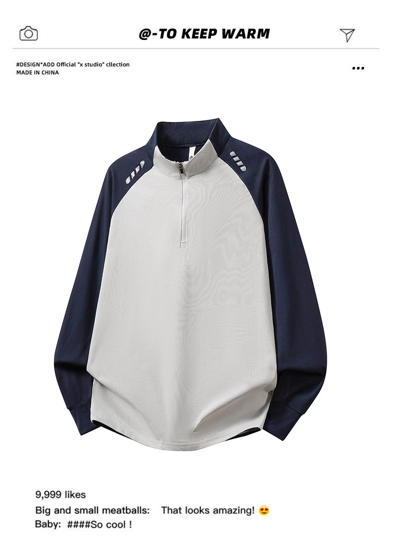 boy Boy Half-Zip Outdoor Sports Long Sleeve Quick-Dry Autumn Sun Protection Reflective Men's Running Fitness Basketball Shirt_voghion.com