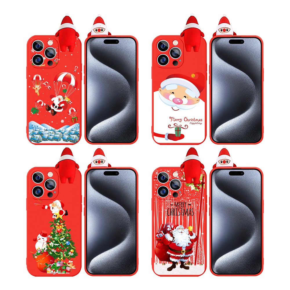 TechGlobe Suitable For 17 16 Pro Max Christmas Snowman Cartoon Reindeer Embossed Doll Phone Case_voghion.com