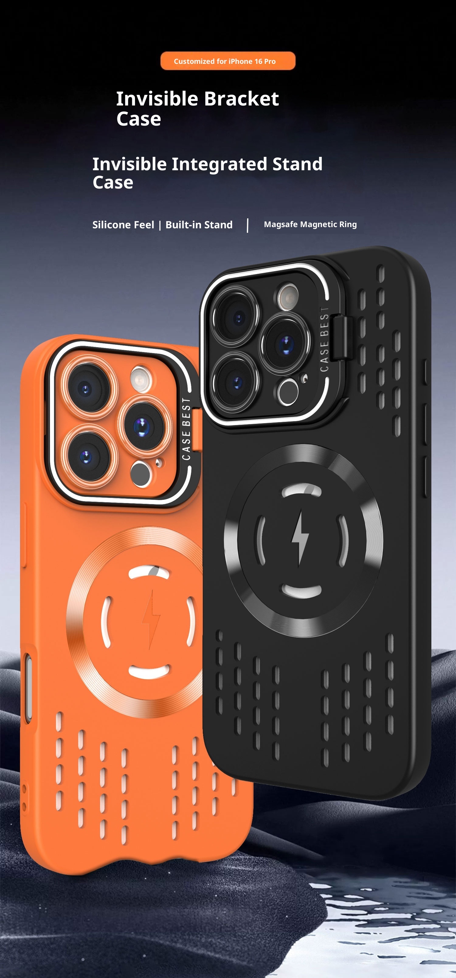 TechGlobe Lightning CD Pattern compatibile con 16 telefoni con supporto invisibile per iPhone 14, custodia morbida in silicone magnetica per iPhone 15 Pro Max_voghion.com