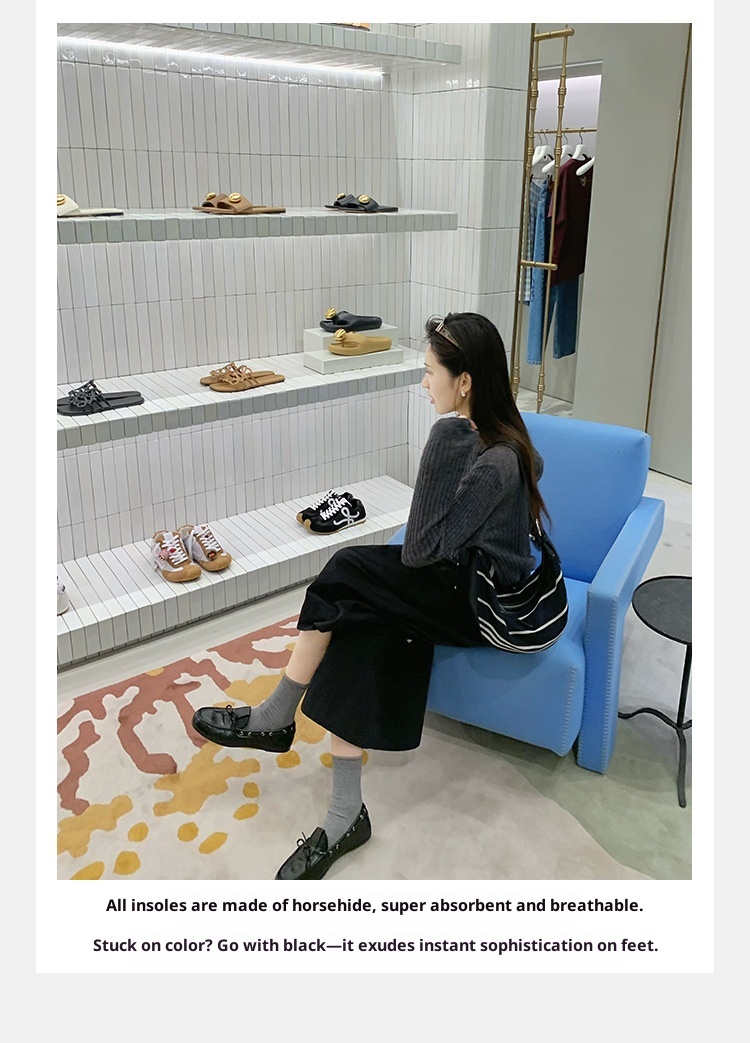 Grape Mom Same In Stock ~ Washed Horse Pattern British Style Bowknot Versatile Comfortable Loafers For Women_voghion.com