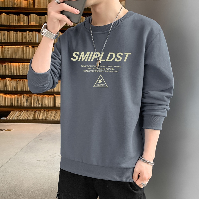 Garçon Nouveaux vêtements d'automne printemps T-shirt à manches longues Chemise de base Pull à col rond pour homme_voghion.com