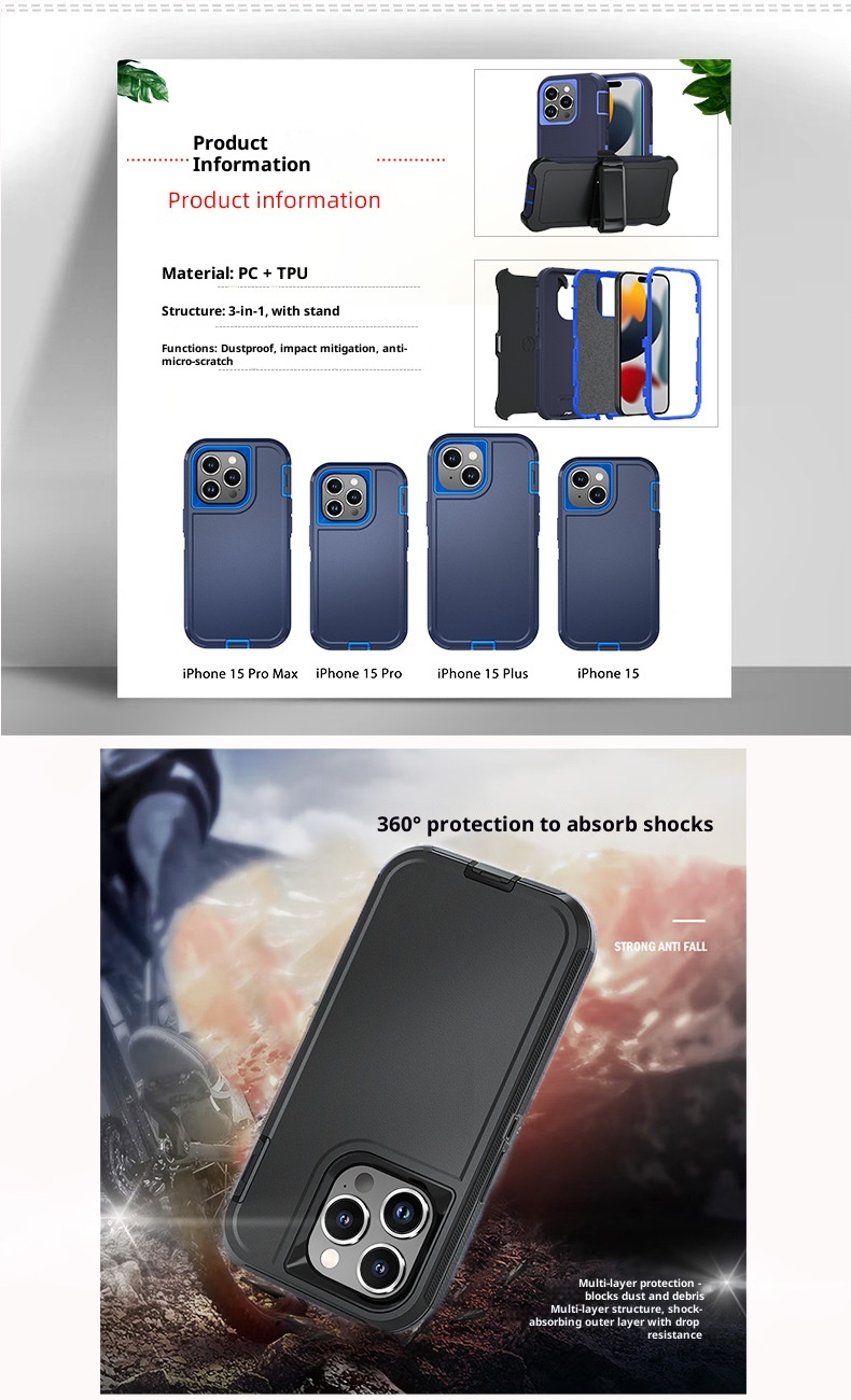 Custodia antiurto TechGlobe 15 Pro Max compatibile con tutti i confini IP15 Plus, copertura completa e anti-caduta, disponibile in magazzino_voghion.com