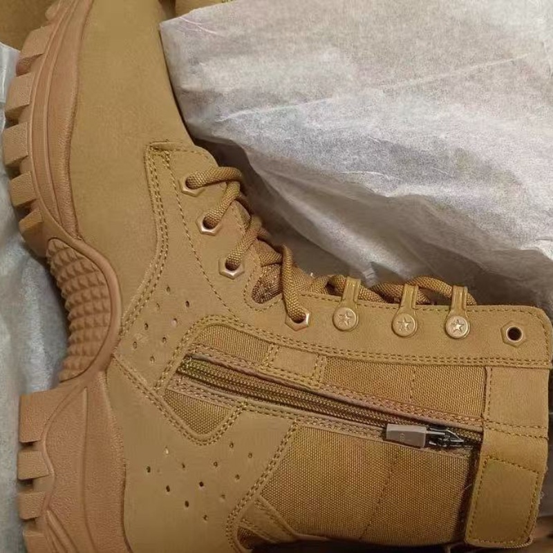 ShoeGlobe Scarpe da arrampicata alte in vera pelle, impermeabili, antiscivolo, resistenti all'usura, ultraleggere, da combattimento, con cerniera, per attività all'aperto_voghion.com