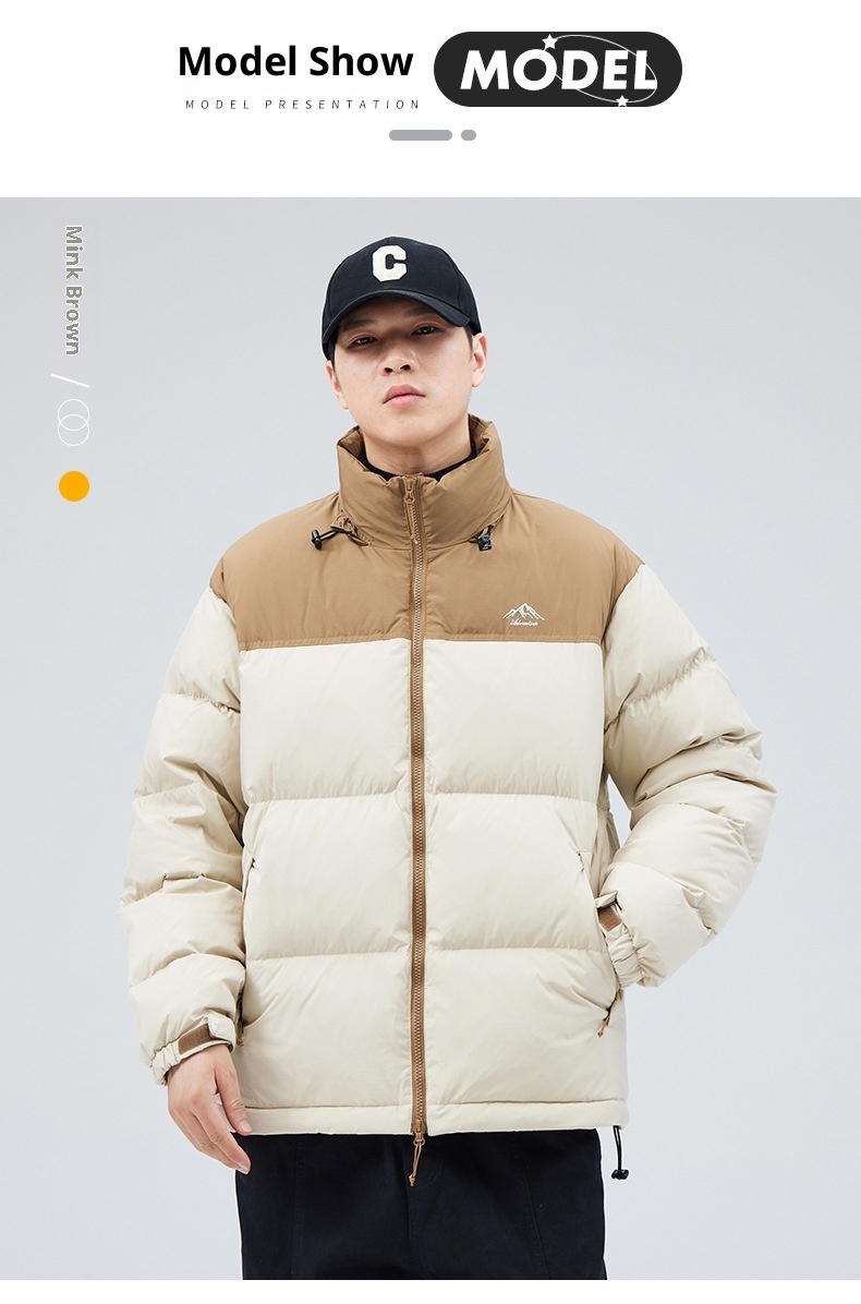 boy New Trendy Brand Winter Thickened Warm Short Japanese Retro Solid Color Loose White Duck Down Jacket Men's Clothing_voghion.com
