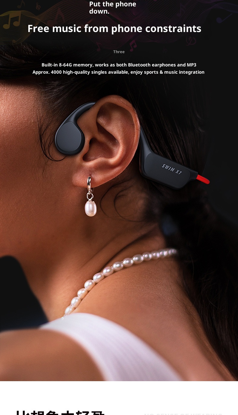 3c X7 Bone Conduction Wireless Non-In-Ear Sports Running Waterproof Over-Ear Bluetooth 5.3 Earphones_voghion.com