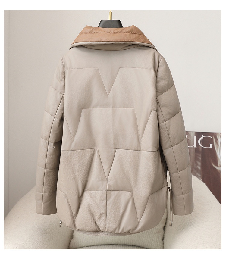 ChicShe 2025 Autunno Inverno Nuovo Cappotto Corto in Pelle di Pecora da Donna in Piuma d'Oca Spessa e Calda Giacca in Vera Pelle Haining_voghion.com