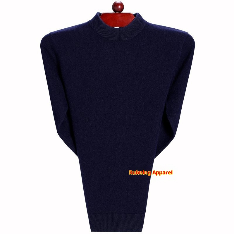 1 autentico maglione in pura lana ispessita per uomo, maglione a collo alto, strato di base per la mezza età, maglione da papà_voghion.com