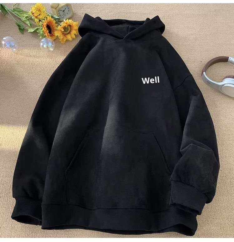 boy Heavyweight Suede Embroidered Sweatshirt For Men, Autumn American Trendy Brand Versatile Hoodie, High Street Lazy Style_voghion.com