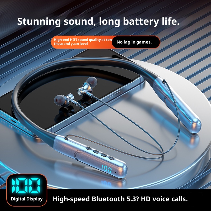 3c 2023 Nuove cuffie Bluetooth da gioco wireless con fascia da collo e display digitale, batteria a lunga durata, universali per tutti_voghion.com