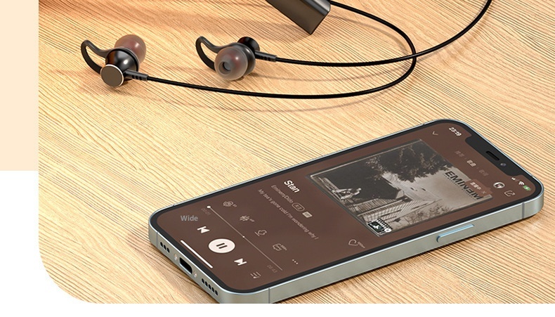 Auricolari Bluetooth wireless in-ear in metallo con archetto da collo in pelle di alta qualità 3c, ricarica ultraveloce, batteria a lunga durata per il gioco_voghion.com