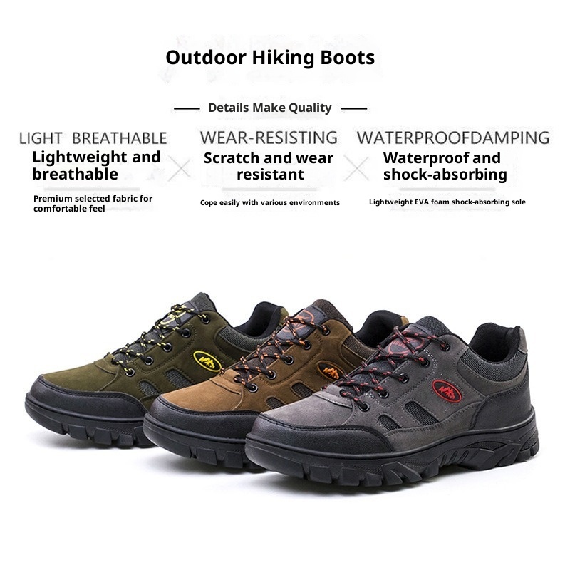 Chaussures de randonnée ShoeGlobe pour hommes, toutes saisons, à semelle large, antidérapantes, imperméables et résistantes à l'usure. Idéales pour les voyages et le travail._voghion.com