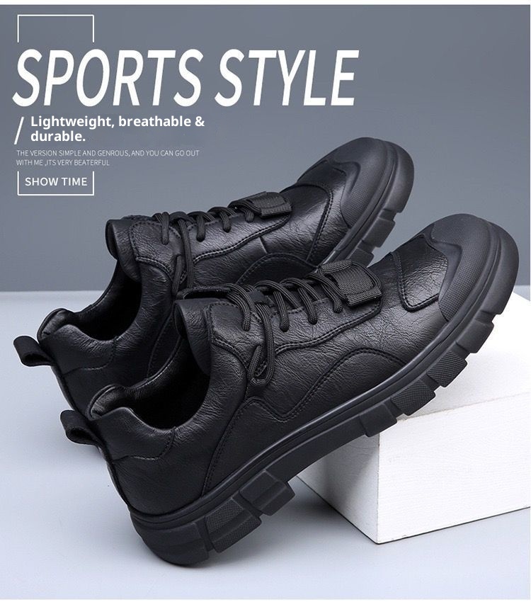 ShoeGlobe 2025 Spring New Men's Casual Men Genuine Leather Versatile Waterproof Non-Slip Outdoor Sports Work Hiking Shoes_voghion.com