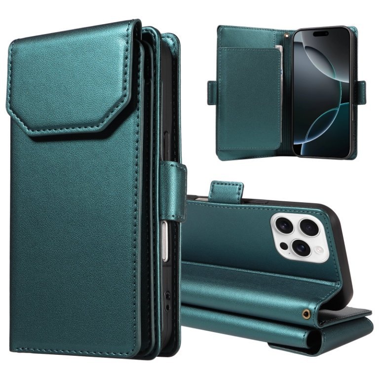 TechGlobe Cross-border-kompatible iPhone 16 Multi-SIM Leder-Wallet-Handyhülle 15 14 Pro Max Schutzhülle_voghion.com