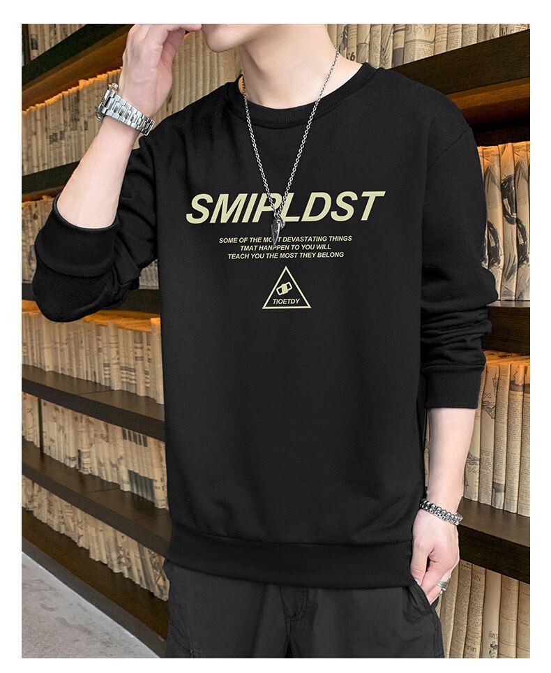 Garçon Nouveaux vêtements d'automne printemps T-shirt à manches longues Chemise de base Pull à col rond pour homme_voghion.com