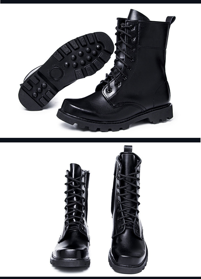 ShoeGlobe Scarpe da trekking alte da combattimento e sicurezza per esterni Stivali da lavoro in pelle Antiscivolo Arrampicata Resistente all'usura Impermeabile Trekking_voghion.com