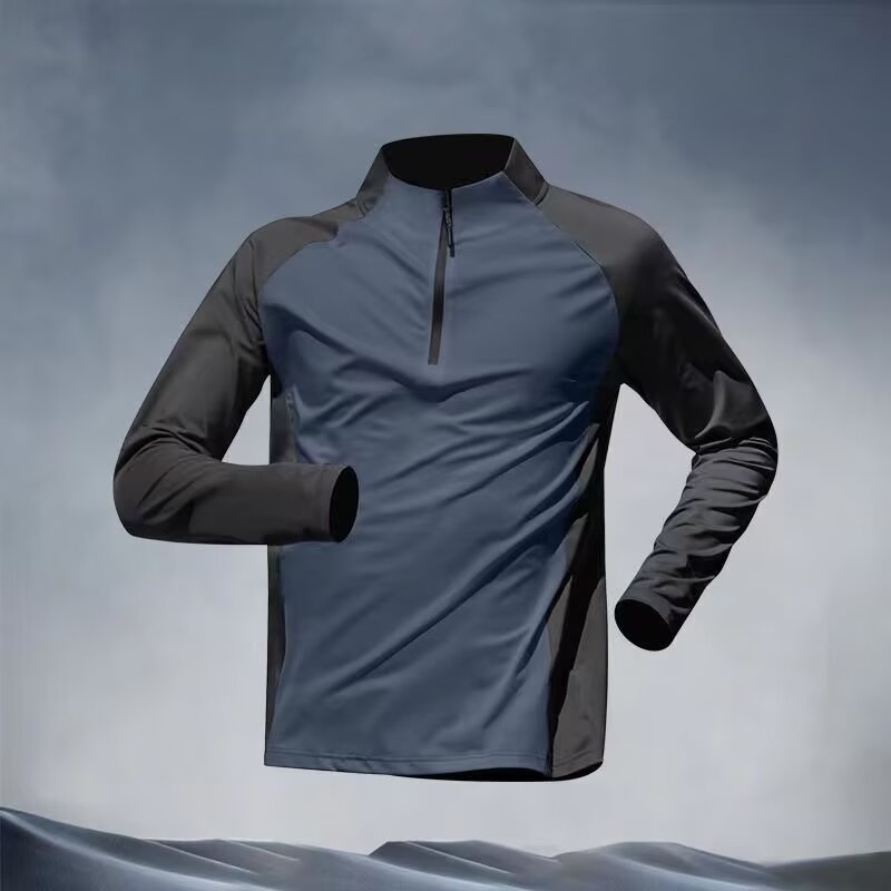 ragazzo Ragazzo Commercio Estero Mezza Cerniera Abbigliamento Taglie Forti Uomo Asciugatura Rapida Manica Lunga Primavera Autunno Estate Protezione Solare Sport Corsa_voghion.com