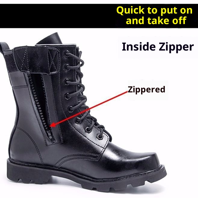 ShoeGlobe Scarpe da trekking alte da combattimento e sicurezza per esterni Stivali da lavoro in pelle Antiscivolo Arrampicata Resistente all'usura Impermeabile Trekking_voghion.com