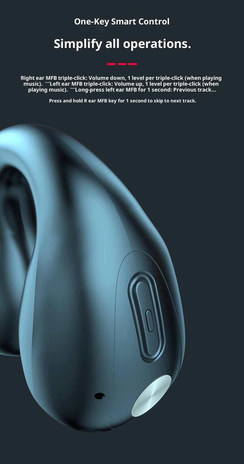 Nuevos auriculares inalámbricos 3c TWS de conducción ósea con clip, mini pantalla digital, sonido de alta calidad, ideales para deportes y con verdadera cancelación de ruido._voghion.com