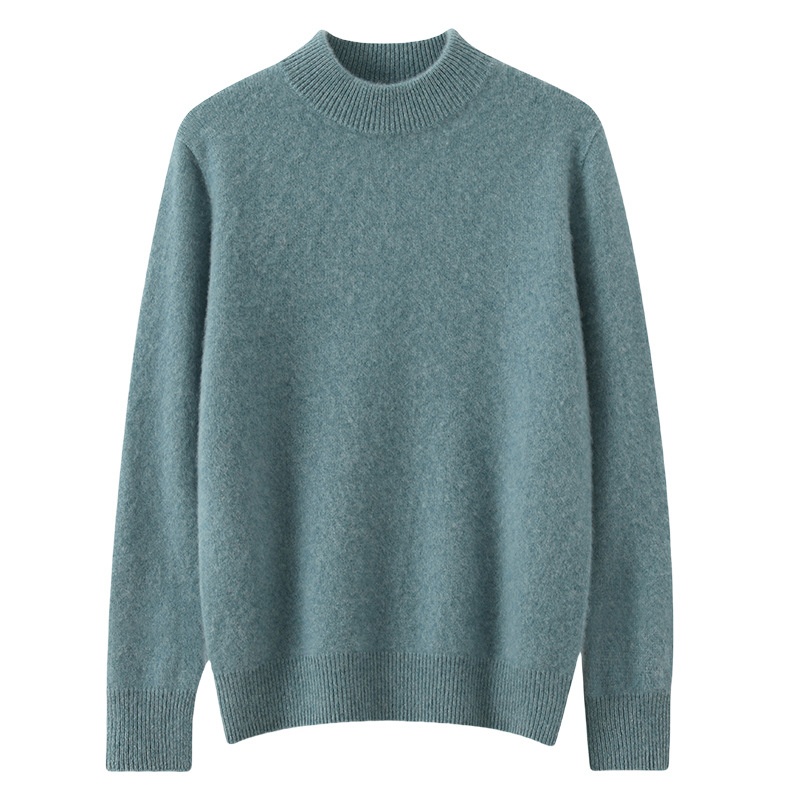 boy Boy Boy 100% Pure Wool Sweater For Men, Half Turtleneck, Thickened Business Cashmere Sweater, Loose Knitted Base Shirt_voghion.com