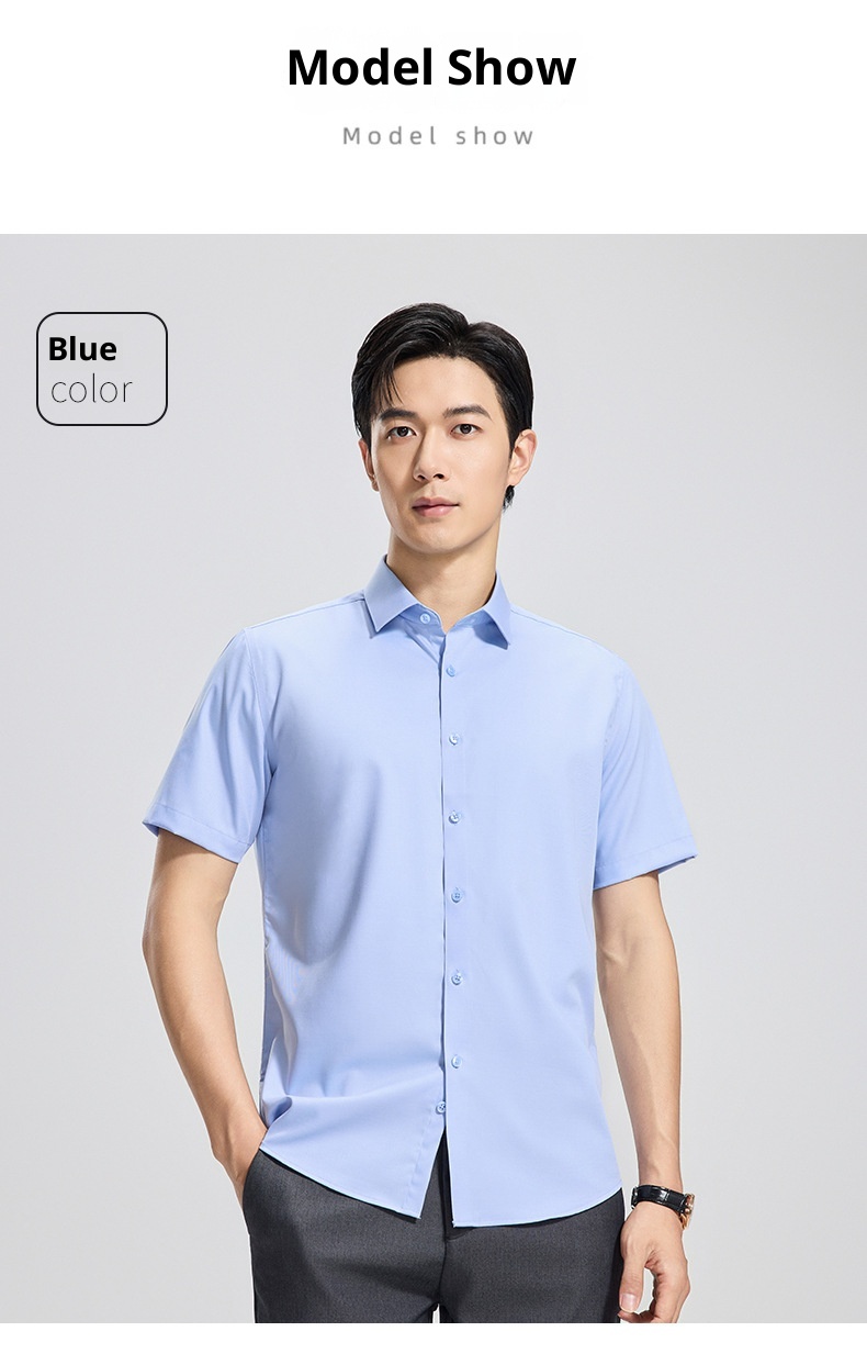 ForMen Men's Short Sleeve With Mulberry Silk, Wrinkle-Free, Professional Workwear, Summer Thin Business Shirt_voghion.com