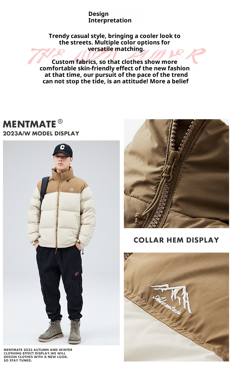 boy New Trendy Brand Winter Thickened Warm Short Japanese Retro Solid Color Loose White Duck Down Jacket Men's Clothing_voghion.com