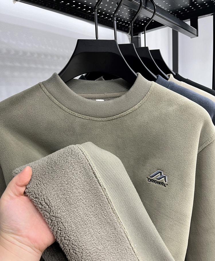 Felpa invernale da uomo con fodera in pile autoriscaldante, spessa, antifreddo, con scollo rotondo, [lana di alpaca] Bestseller_voghion.com