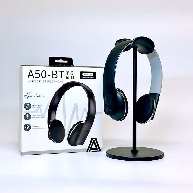 3c Head-mounted Bluetooth Headset A50-BT Stereo Wireless Sports Running Ultra-long Battery Life Retro Style American_voghion.com