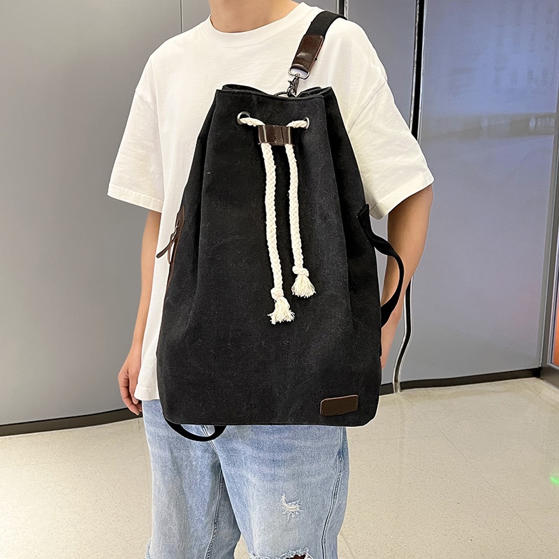 ActiveGo Large Capacity Bucket 2023 New Simple Sports Gym Men's Bag Japanese Style Casual Outdoor Backpack_voghion.com