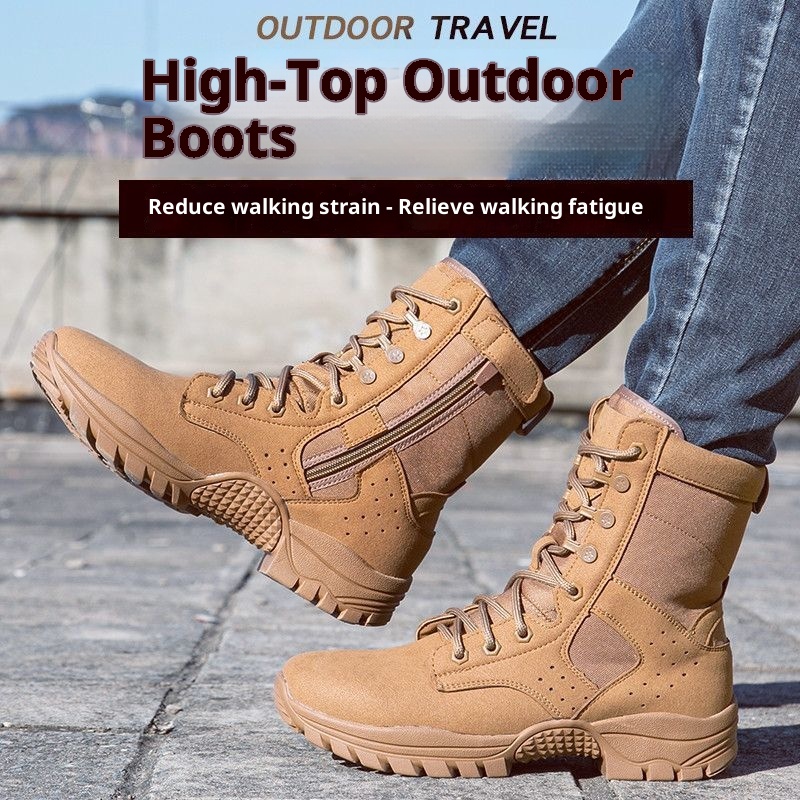 ShoeGlobe Stivali da lavoro tattici alti, antiscivolo, ammortizzanti, sottili, con tomaia in mesh, impermeabili, traspiranti, scarpe da trekking_voghion.com